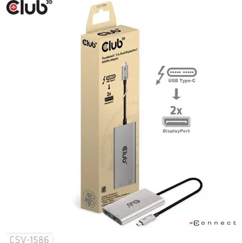 Počítač Club3D Video hub Thunderbolt 3 na 2x DP, Dual 4K60Hz nebo Single 8K60Hz/4K120Hz CSV-1586