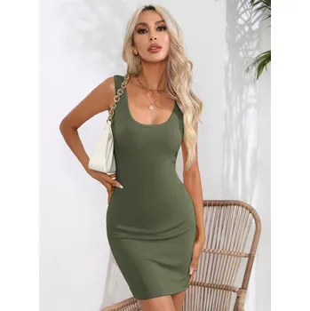 Dámské šaty Dámské klasické strečové mini šaty Barva: army green, Velikost: XXL