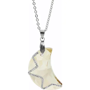 Náhrdelník JSB bijoux s.r.o. Ocelový náhrdelník střední měsíček Swarovski Golden Shadow