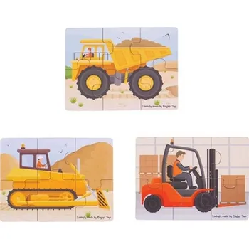 Bigjigs Toys puzzle 3v1 stavební stroje