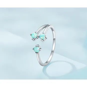 Prsten For Silver Prsten se zelenými opály Trio - Stříbro 925