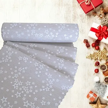 Vánoční dekorace Vánoční běhoun v metráži - Hvězdné přání - Béžovo/stříbrný 38 pouze střih