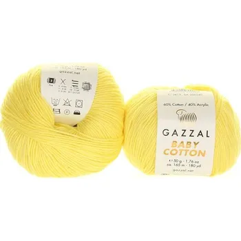 Příze Příze Baby Cotton, 3413, světle žlutá