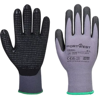 Pracovní oblečení PORTWEST Rukavice AB351 DermiFlex Plus Essential s terčíky POR-AB351G8RM M Šedá/černá