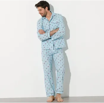 Pánské pyžamo Blancheporte Klasické pánské pyžamo s potiskem modrá 87/96 (M)
