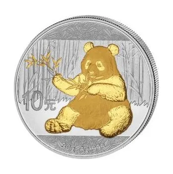 30g stříbrná mince China Panda 2017 teilvergoldet