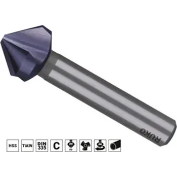 Vrták Ruko 102112F - Záhlubník kuželový pr. 9,4 mm tříbřitý 90°, délka 50 mm, válcová stopka pr. 6 mm, HSS-TiAlN