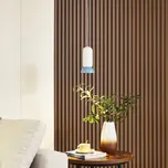 Závěsné svítidlo Lindby Kerimi, krémová/modrá, 1 světlo - Stříška - Ø 10 cm, výška 2,5 cm bílá, modrá 1 x 10 W LED