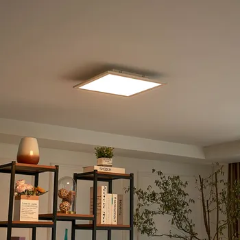 Lampička Lindby LED panel Livel, CCT, 40 cm x 40 cm, dálkové ovládání bílá, stříbrná LED 27 W celkem - Doprava zdarma