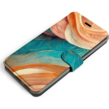 Pouzdro na mobilní telefon Knížkové flip pouzdro Mobiwear - Samsung Galaxy A5 2017 - VP36S Azurový a oranžový mramor - VÝPRODEJ (Flip obal, kryt, pouzdro Mobiwear na mobilní telefon Samsung Galaxy A5 2017 s motivem VP36S Azurový a oranžový mramor)