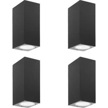 Venkovní osvětlení Venkovní nástěnné svítidlo Prios Tetje, černé, hranaté, 16 cm, sada 4 ks černá 2 x 10 W LED - Doprava zdarma