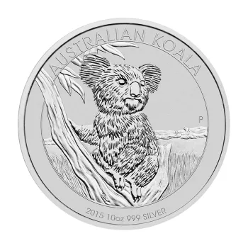 10 uncí stříbrná mince Austrálie Koala 2015