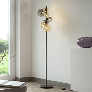 Lampička Stojací lampa Paul Neuhaus Popsicle, sklo, výška 155 cm, G9 - Délka kabelu 200 cm černá, jantarová, kouřově šedá 7 x 3 W LED - Doprava zdarma