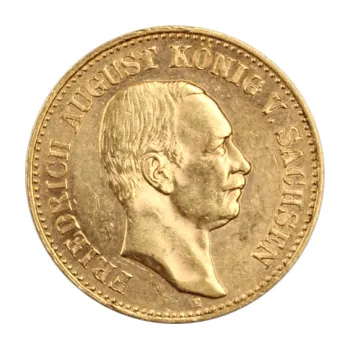 20 Mark zlatá mince Friedrich August von Sachsen