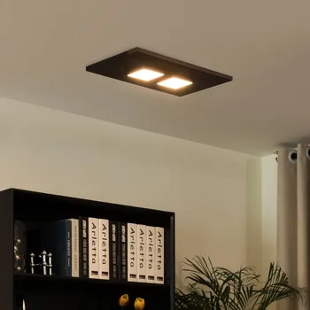 Stropní svítidlo Lucande Esteria, dvoudílné - Stropní držák - délka 39 cm, šířka 20 cm, výška 2,5 cm černá, grafitová 2 x 6 W - Doprava zdarma