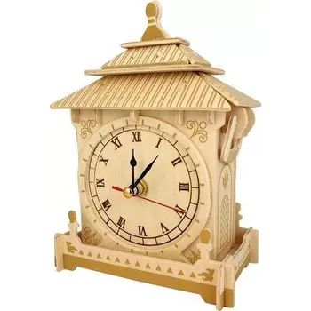 Hodiny Woodcraft dřevěné 3D puzzle hodiny s funkčním strojkem