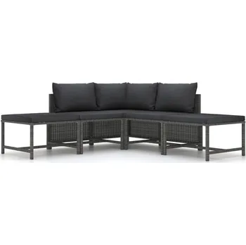 Zahradní sestava 5dílná zahradní sedací souprava s poduškami šedá polyratan IM_313503
