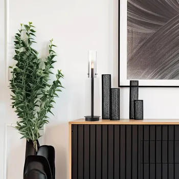 Lampička Brilliant Stolní lampa Glasini, výška 49,5 cm, kouřově šedá/černá, sklo černá matná, kouřově šedá, čirá 1 x 25 W - Doprava zdarma