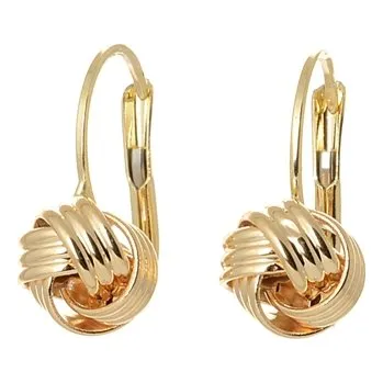 Náušnice Dámské náušnice ze žlutého zlata uzly NA0739F + DÁREK ZDARMA