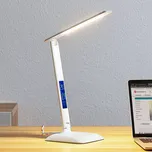 Stolní LED lampa Lindby Ludmilla, výška 34 cm, bílá, displej - Základna - délka/šířka 15 cm; šířka hlavy světla 4,8 cm 1 x 5,6 W LED - Doprava zdarma