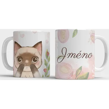 Hrnek pro děti Kočička se jménem - Žlutá