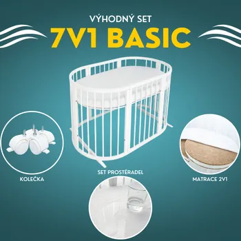 Dětská postýlka Akční set postýlka Royal Sleep 7v1 BASIC