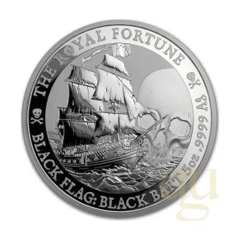 5 uncí stříbrná mince Tuvalu - Black Flag - Piratenschiff The Royal Fortune 2020