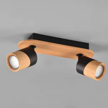 Lampička Trio Lighting Stropní bodové světlo Aruni dřevo, 2 zdroje černá černá, světlé dřevo 2 x 10 W - Doprava zdarma