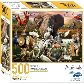 Puzzle Puzzle Brain Tree zvířata 500 dílků s plakátem