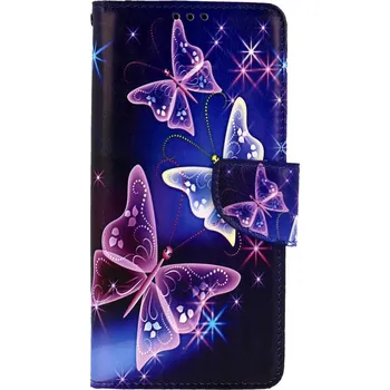 Pouzdro na mobilní telefon Pouzdro Xiaomi Poco X6 Pro 5G knížkové Modré s motýlky (kryt neboli obal na Xiaomi Poco X6 Pro 5G)