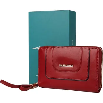 Peněženka Malá luxusní celozipová tmavěčervená kožená peněženka Marta Ponti B703