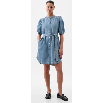 Dámské šaty GAP Džínové mini šaty 855096-00 Light Wash Indigo