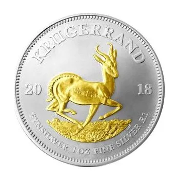 1 unce stříbrná mince Krugerrand 2018 teilvergoldet