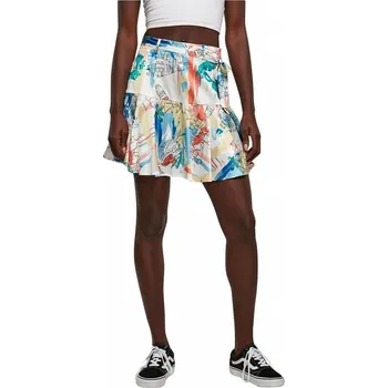 Dámská sukně Dámská saténová mini sukně Urban Classics s barevným potiskem Barva: bílá - barevná, Velikost: 5XL