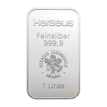 31,1 gramů stříbrný slitek Heraeus