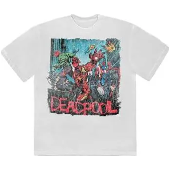 Pánské tričko Merch Marvel Comics: Marvel Comics Unisex T-shirt: Deadpool Hero Scene Vintage (large) L
