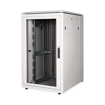 Racková skříň ROLINE 19" síťový rozvaděč 26U, stojanový, Pro, š. 800, h. 1000, skleněné dveře, šedý - 26.21.0054