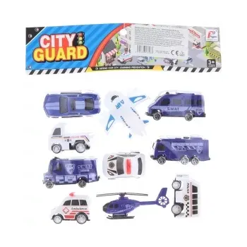 autíčko Sada policejních vozidel s letadlem a helikoptérou