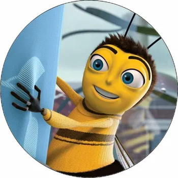 Jedlá dekorace na dort Jedlý papír Pan včelka u závěsu 19,5 cm