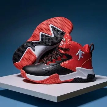 Dětská treková obuv Dětské sportovní (basketbalové, atletické) boty - protiskluzové, s měkkou podrážkou Barva: černo červená, Velikost: 36