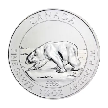 1.5 uncí stříbrná mince Kanada Polarbär 2013