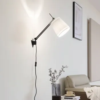 Lampička Nástěnné svítidlo Lucande Caelia, zástrčka, černá, textil, E27 - Délka kabelu 200 cm; výška stínidla 17 cm černá matná, krémová 1 x 15 W LED - Doprava zdarma