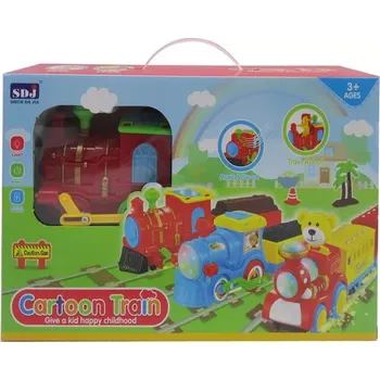 Hračka pro nejmenší Interaktivní lokomotiva pro děti 3+ se světly, zvuky a pohyblivými prvky, 2 vagony a příslušenstvím