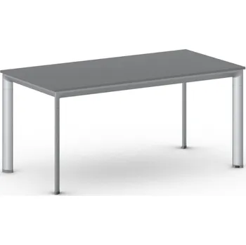 Psací stůl Jednací kancelářský stůl PRIMO INVITATION, 160x80 cm, šedostříbrná podnož, grafit