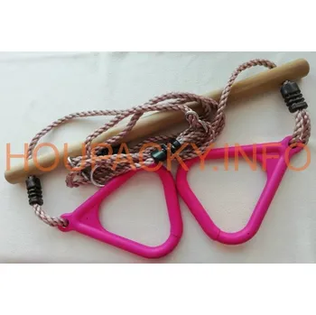 Dětská houpačka CUBS Hrazda dřevěná s plastovou rukojetí tmavě růžová