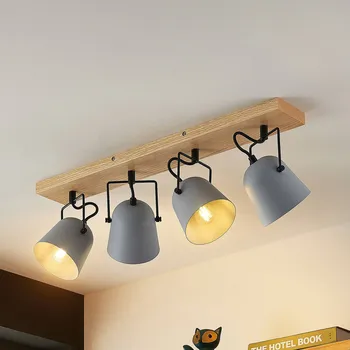 Lampička Lindby Adalin stropní světlo, čtyři zdroje, šedá - stínidla - Ø 12 cm, výška 11,5 cm bílá, světlé dřevo, černá 4 x 40 W - Doprava zdarma