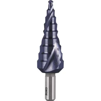 Vrták Ruko 101051FH - Stupňovitý vrták HSS-TiAlN, velikost No. 1, pr. 4,0 - 20,0 mm šestihranná stopka