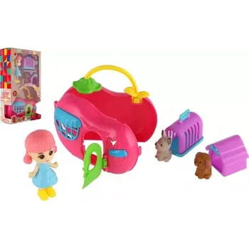 Hračka Teddies s domečkem s mazlíčky 2 ks