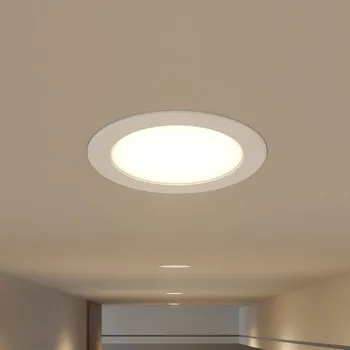 Lampička Vestavné bodové svítidlo Prios LED Rida, bílé. Ø 19 cm, CCT, IP44 bílá 1 x 18 W LED