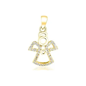 Přívěsek Stříbrný zlacený přívěšek andílek se zirkony STRZ1096F